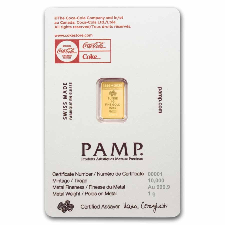 1 gram Gold Bar in TEP - PAMP Love Coca-Cola® | eBay